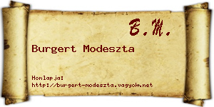 Burgert Modeszta névjegykártya